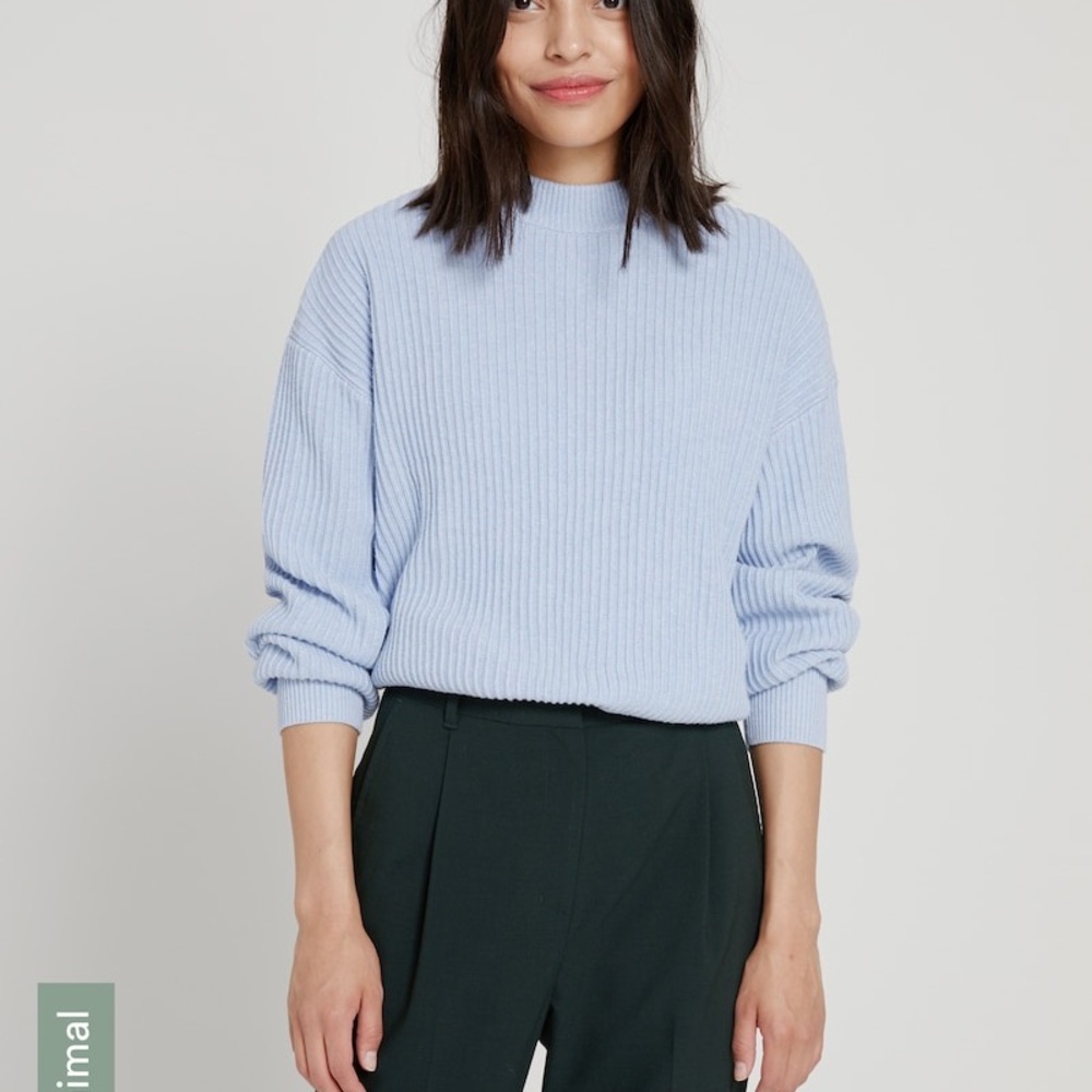 Frank & Oak Oversized Cropped Sweater in Blue